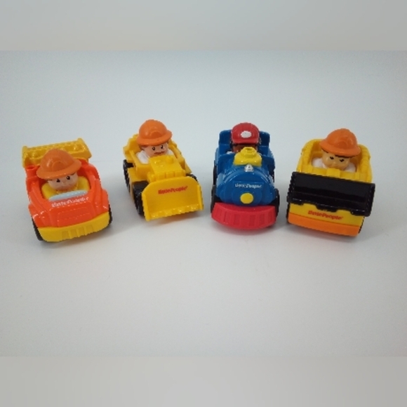 Fisher-Price Little People Mattel 2009 Car Construction Train Conductor 4 Piece - Picture 1 of 7